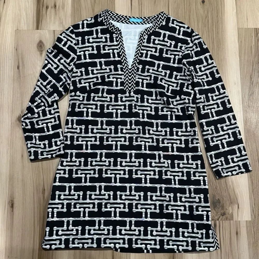 J. Mclaughlin Catalina Cloth Tunic Black White Women’s Medium